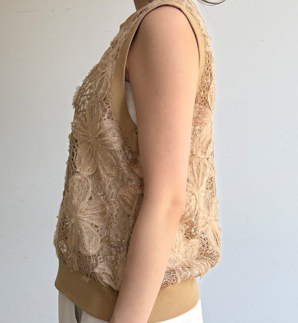  「【WEB限定】かぎ編み風レースベスト」|シャツ・ブラウス|