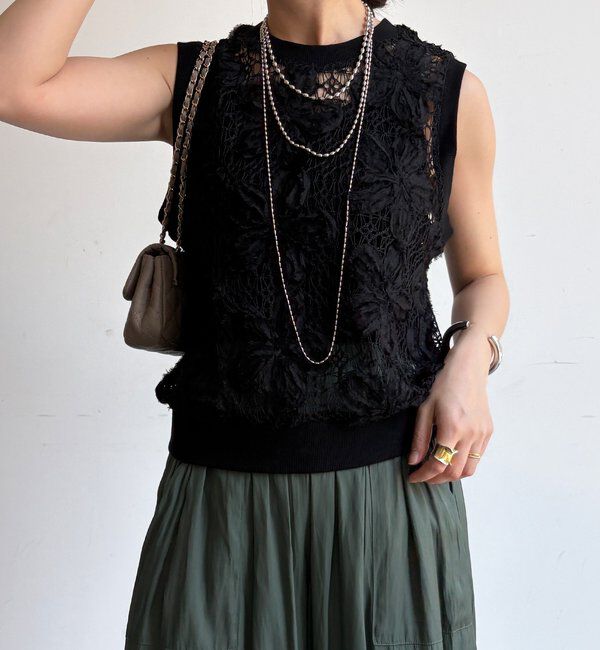  「【WEB限定】かぎ編み風レースベスト」|シャツ・ブラウス|