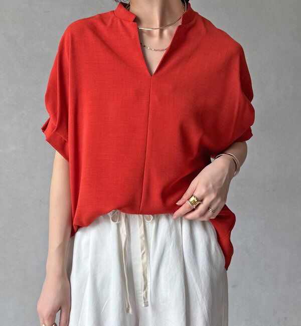  「【WEB限定】接触冷感スキッパーシャツ」|シャツ・ブラウス|オレンジ