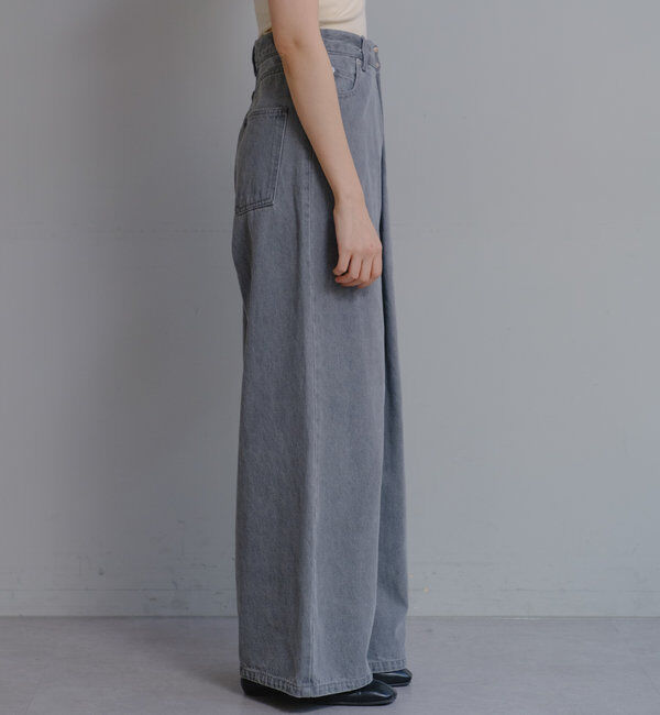  「【3サイズ】デニムタックワイドパンツ」|デニム|