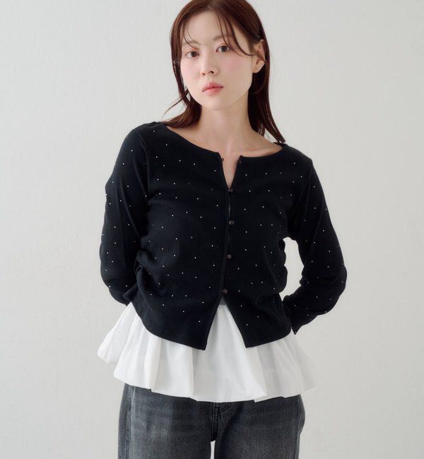  「リブスタッズカーディガン」|Tシャツ・カットソー|ブラック