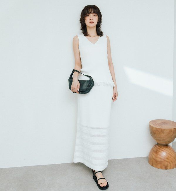  「予約【セットアップ対応可】レースヘムスリーブレスニット」|ニット・セーター|