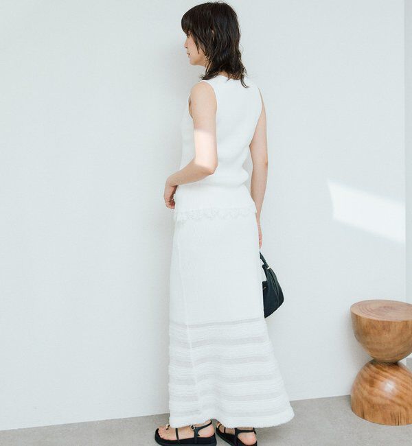  「予約【セットアップ対応可】レースヘムスリーブレスニット」|ニット・セーター|