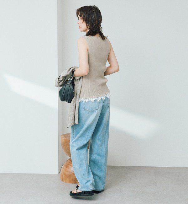  「予約【セットアップ対応可】レースヘムスリーブレスニット」|ニット・セーター|