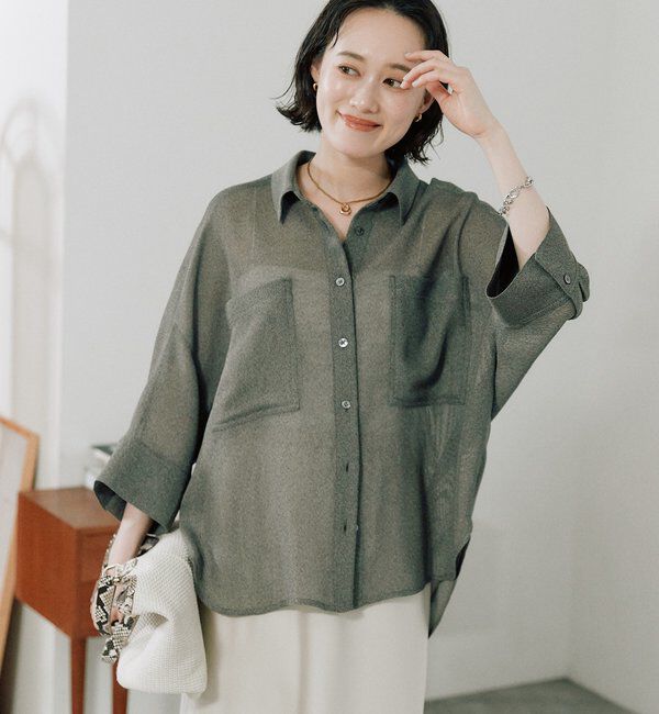  「予約【上品な透け感】メッシュドルマンシャツ」|シャツ・ブラウス|