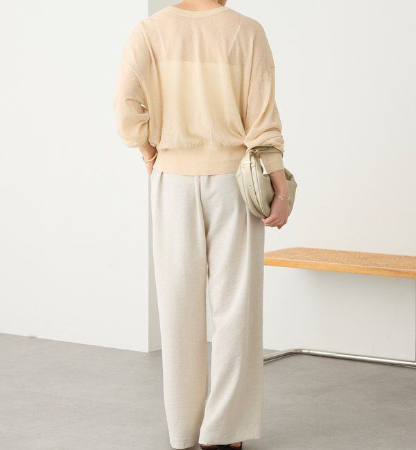  「予約【防シワ性/紫外線防止】リネンライクタックワイドスラックス」|チノ|