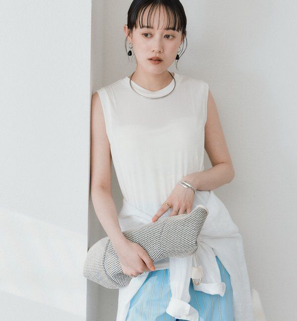  「予約【上品な光沢が目を引く】シャイニーノースリTee」|キャミソール|