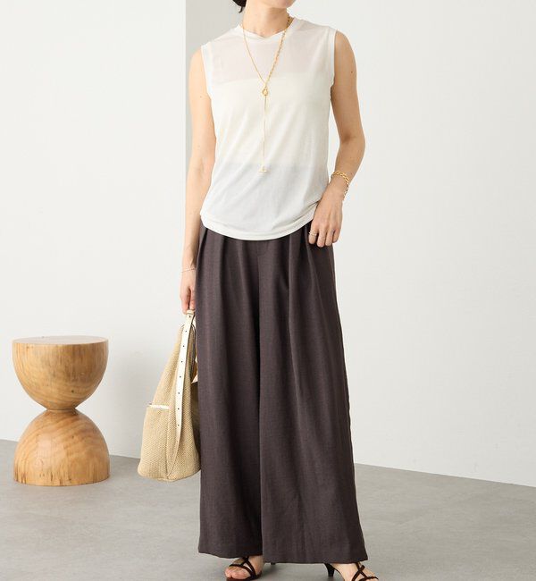  「予約【上品な光沢が目を引く】シャイニーノースリTee」|キャミソール|