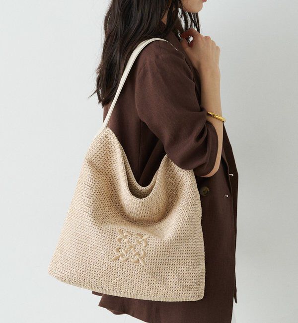  「ナイロンラフィアワンショルダーバッグ」|ショルダー・メッセンジャー|アイボリー