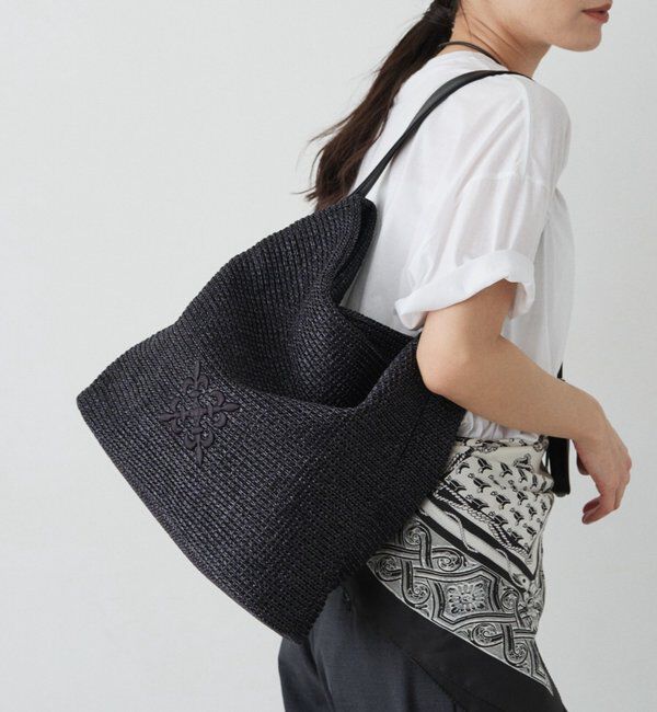 「ナイロンラフィアワンショルダーバッグ」|ショルダー・メッセンジャー|ブラック