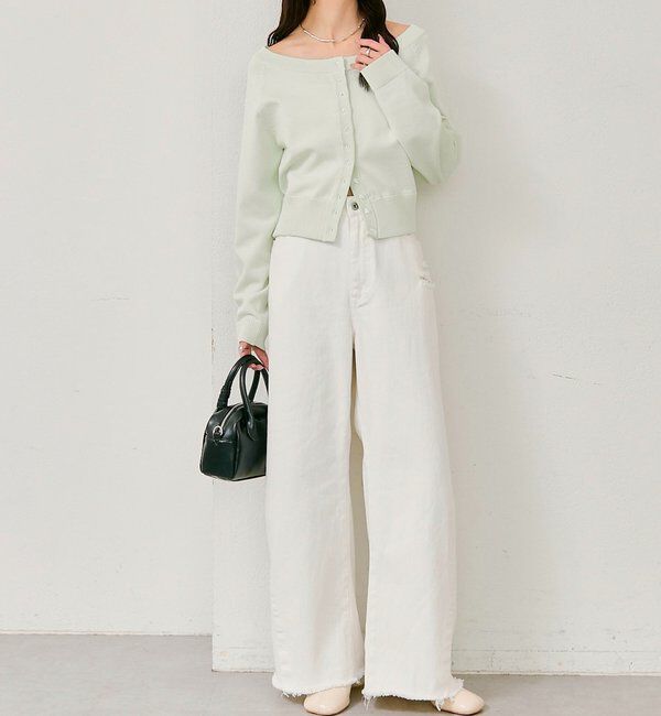  「ワイドネッククリアボタンカーディガン」|カーディガン|