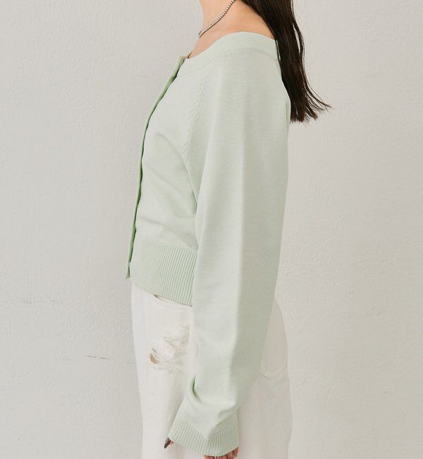  「ワイドネッククリアボタンカーディガン」|カーディガン|