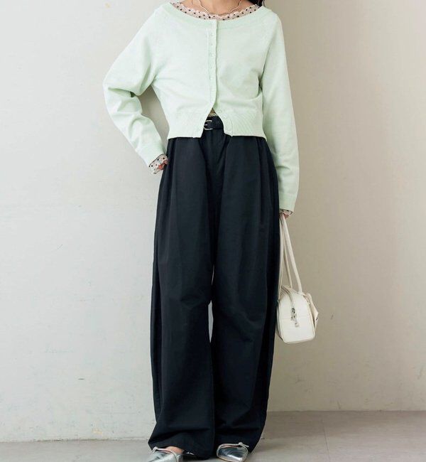  「ワイドネッククリアボタンカーディガン」|カーディガン|