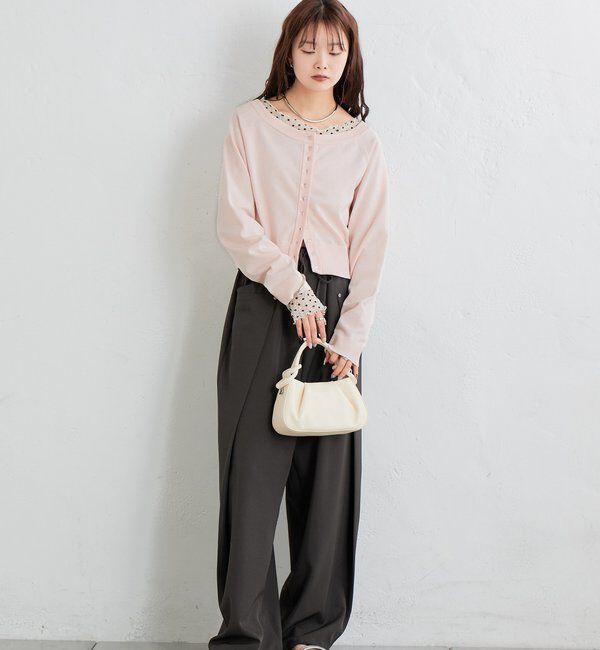  「ワイドネッククリアボタンカーディガン」|カーディガン|