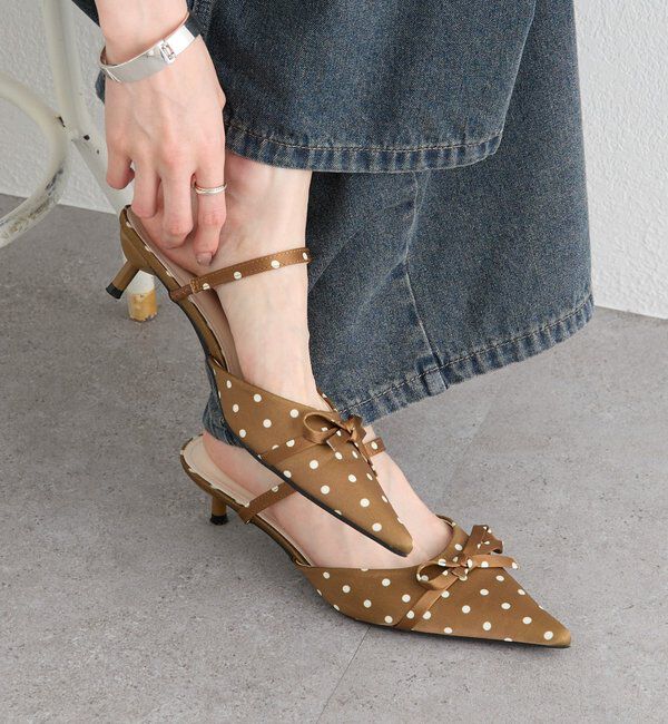  「リボンドットミュール」|その他|ブラウン