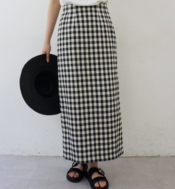  「カラミチェックセミタイトスカート」|スカート|ブラック