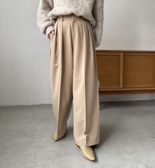  「【累計2万本突破！】【低身長・高身長サイズあり】2タックワイドパンツ」|チノ|