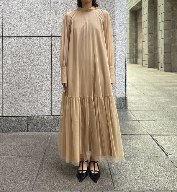  「【オケージョン/サイズ展開あり/人気につき再販】チュールハイネックワンピース」|ワンピース|