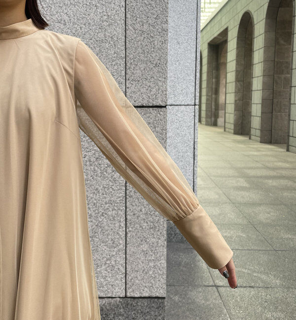  「【オケージョン/サイズ展開あり/人気につき再販】チュールハイネックワンピース」|ワンピース|