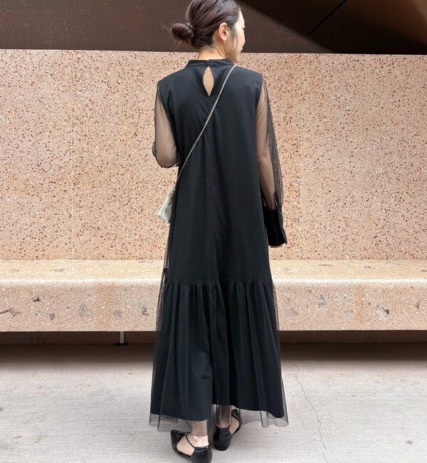  「【オケージョン/サイズ展開あり/人気につき再販】チュールハイネックワンピース」|ワンピース|