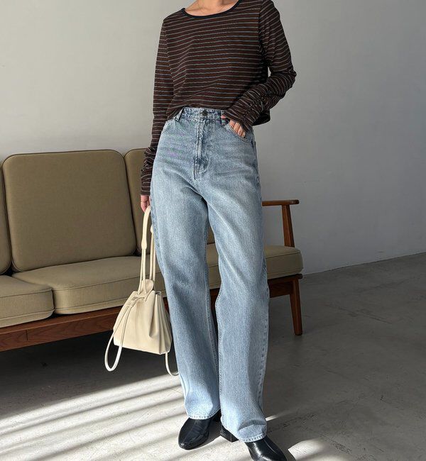  「バックUネッククロップボーダーTシャツ」|Tシャツ・カットソー|