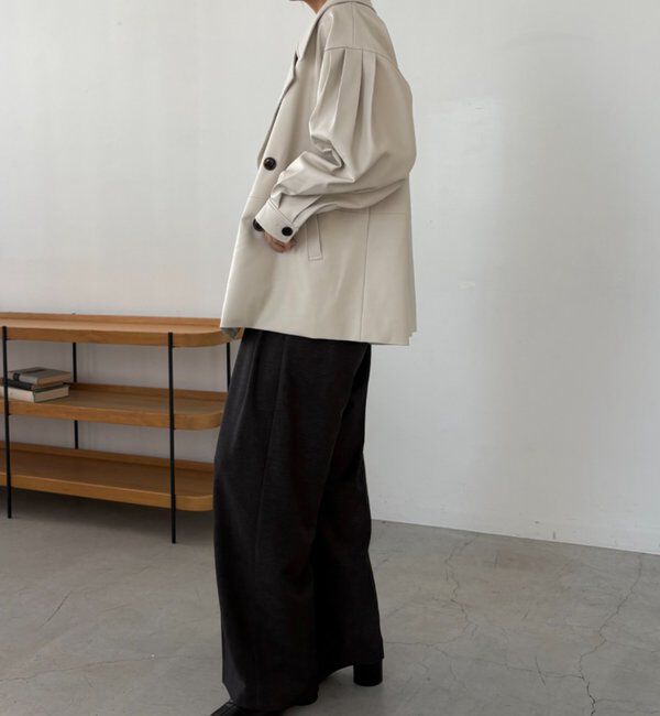  「【サイズ展開あり】レザーミドルコート」|その他|