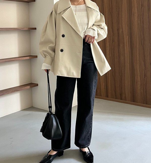  「【サイズ展開あり】レザーミドルコート」|その他|