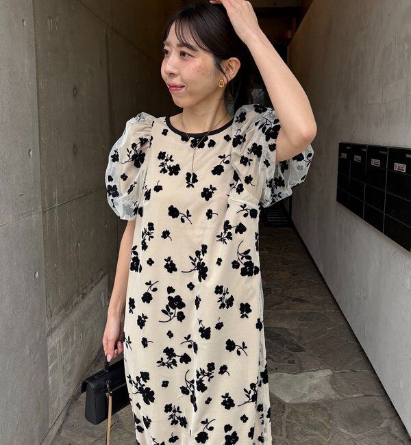  「【オケージョン/サイズ展開あり】フロッキーパフワンピース」|ワンピース|