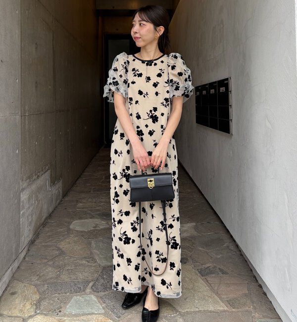  「【オケージョン/サイズ展開あり】フロッキーパフワンピース」|ワンピース|