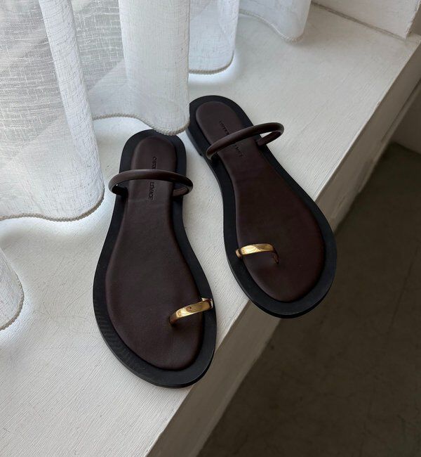  「GOLDストラップサンダル」|その他|ブラウン