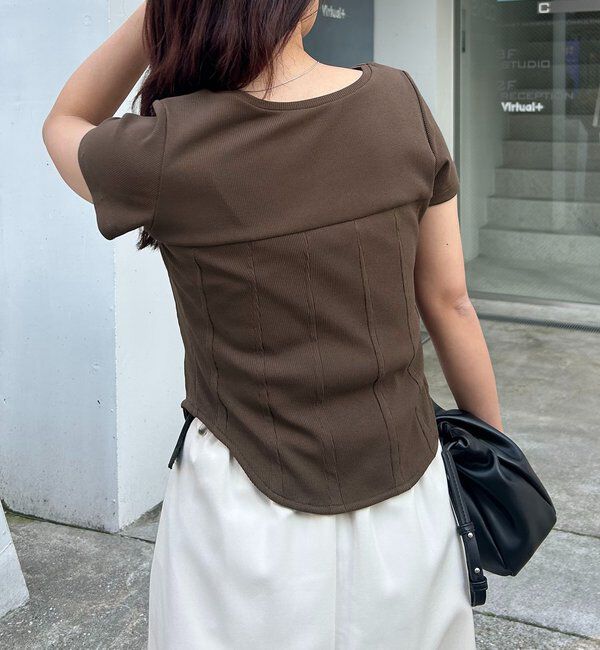  「【新色イエロー・ブラウン】コルセットT」|Tシャツ・カットソー|