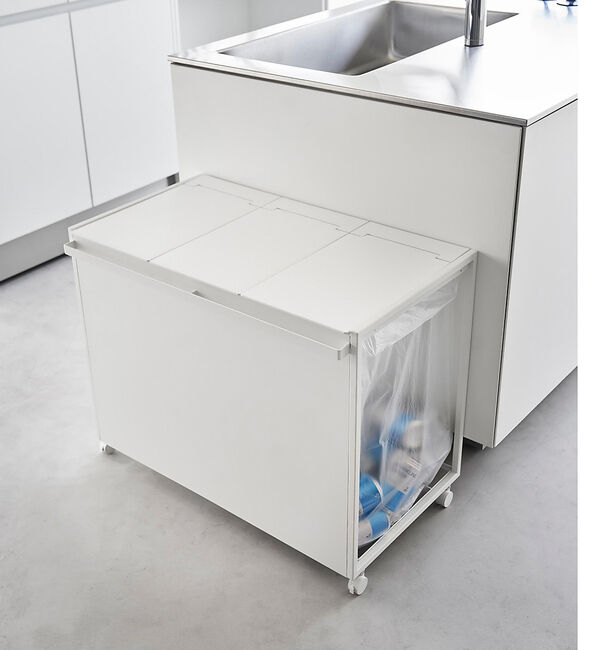 collex「【tower/タワー】蓋付き目隠し分別ダストワゴン 45L 3分別 キッチン ゴ」|食器・キッチングッズ|