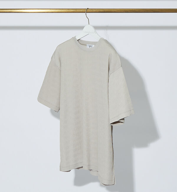 ABAHOUSE「【AH ABAHOUSE】楊柳クルーネック半袖Tシャツ」|Tシャツ・カットソー|グレージュ