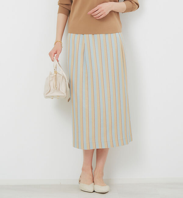 Rouge vif「RIOPELEストライプタイトスカート」|スカート|ベージュ