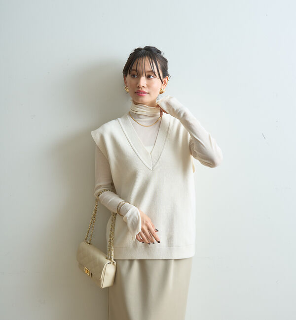 Rouge vif「モールニット片畔ベスト」|ベスト・ジレ|