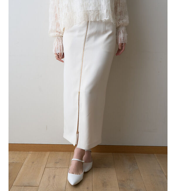 Rouge vif「【一部店舗限定】フロントZIPストレッチハイウエストスカート」|スカート|アイボリー