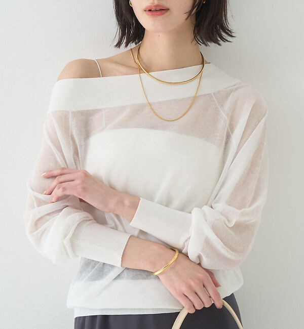 Rouge vif「オフショルシアーニットプルオーバー」|ニット・セーター|オフホワイト