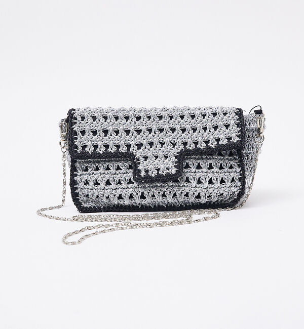 Rouge vif「【Swaraj/スワラージ】手編みのメタリックマクラメBAG / チェーンミニバ」|ショルダー・メッセンジャー|