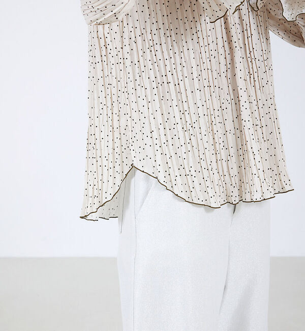 qualite「ドットプリーツブラウス」|シャツ・ブラウス|
