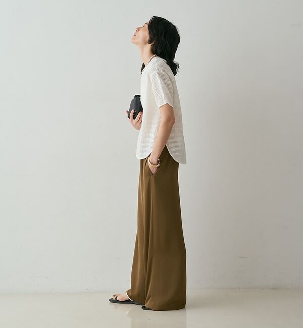 qualite「【セットアップ対応】シアーギンガムブラウス【予約】」|シャツ・ブラウス|