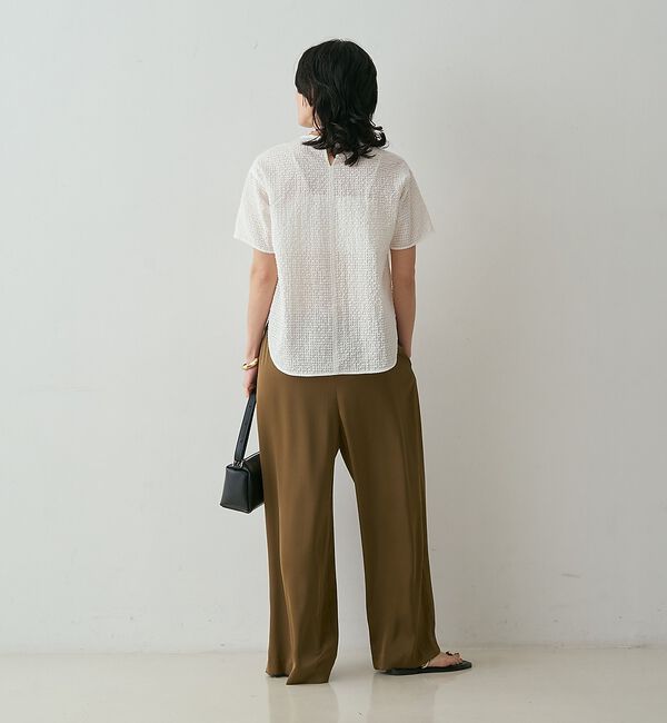 qualite「【セットアップ対応】シアーギンガムブラウス【予約】」|シャツ・ブラウス|