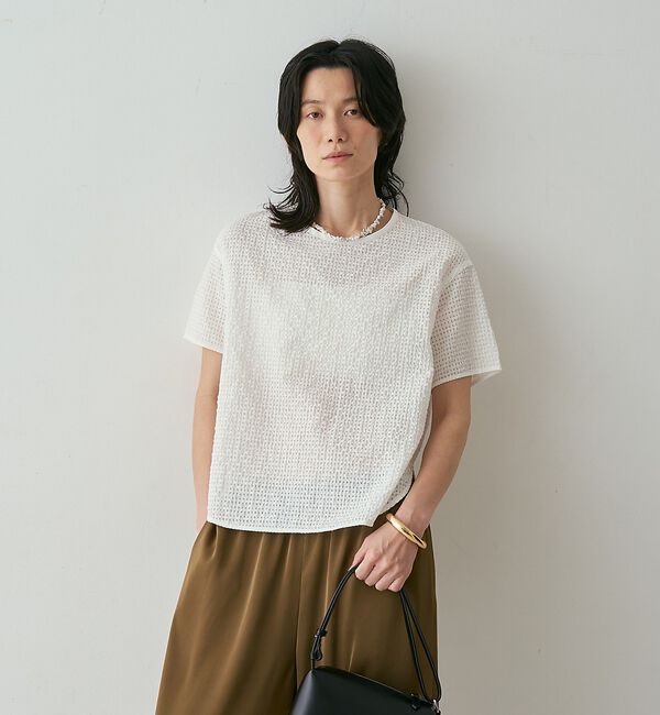 qualite「【セットアップ対応】シアーギンガムブラウス【予約】」|シャツ・ブラウス|