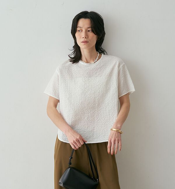 qualite「【セットアップ対応】シアーギンガムブラウス【予約】」|シャツ・ブラウス|