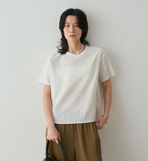 qualite「【セットアップ対応】シアーギンガムブラウス【予約】」|シャツ・ブラウス|