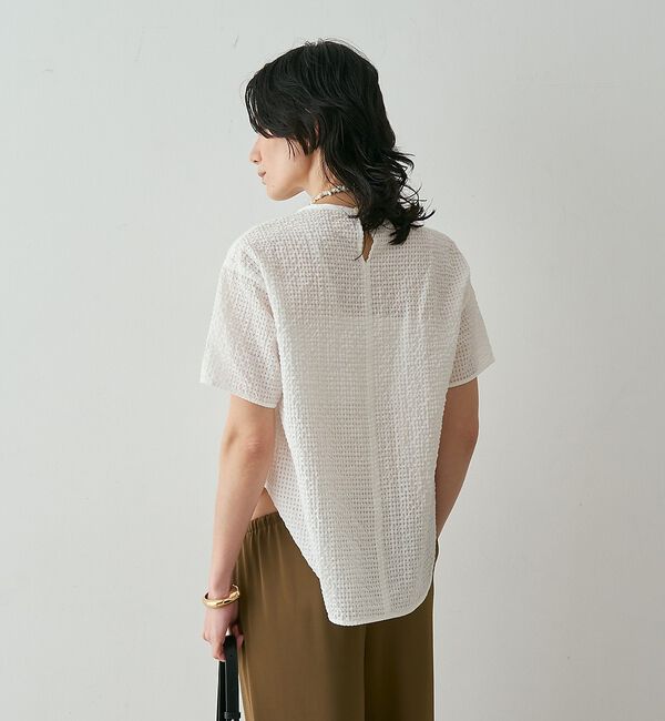 qualite「【セットアップ対応】シアーギンガムブラウス【予約】」|シャツ・ブラウス|