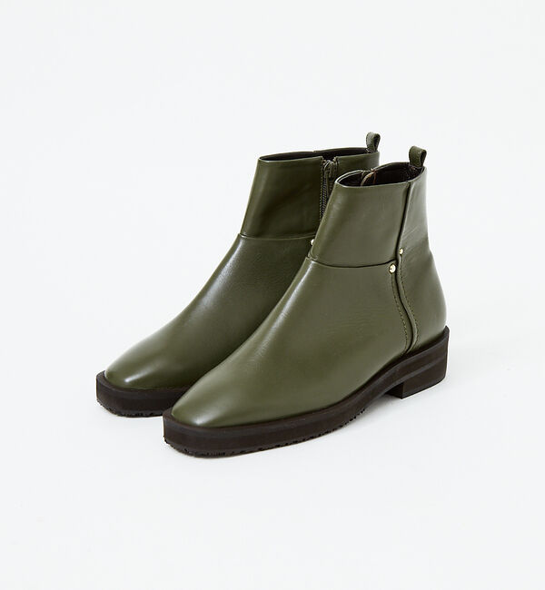 AU BANNISTER「【スノーソール】スクエアトゥ厚底フラットブーツ」|ショートブーツ|