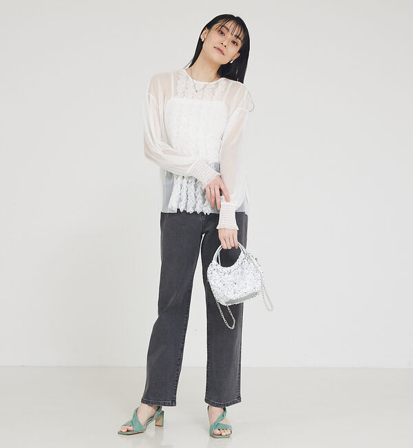 abahouse mavie「チュールブラウス(タンク付き)」|シャツ・ブラウス|