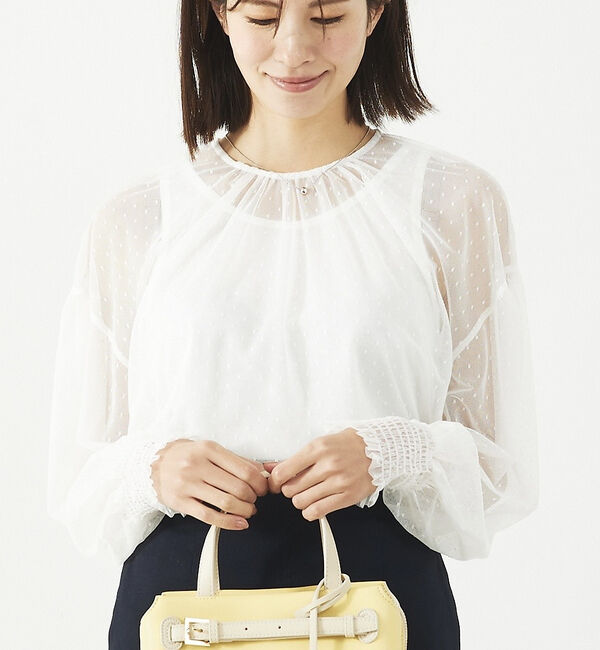 abahouse mavie「チュールブラウス(タンク付き)」|シャツ・ブラウス|ホワイト系その他2