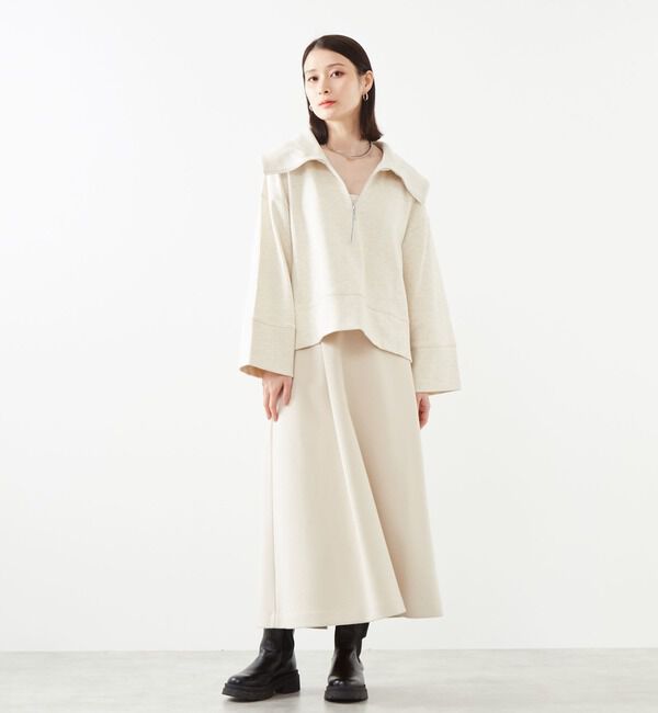 Soffitto「アンゴラ混フラノフリースAラインスカート」|スカート|ライトベージュ