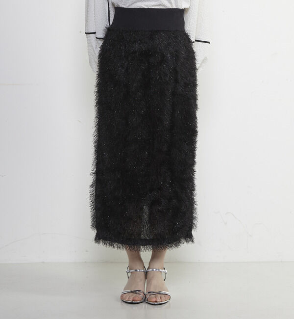 Soffitto「フリンジラメタイトスカート」|スカート|ブラック